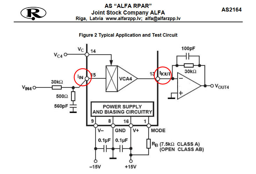 example circuit from the AS2164 datasheet